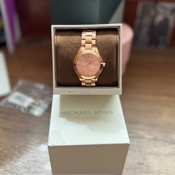 Michael Kors Slim Runway Chronograph Quartz Rose Gold Watch MK3513 - Picture 3 of 14